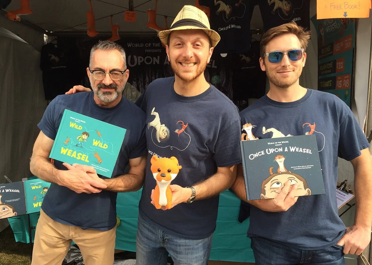 L to R: co-authors James Munn and Salvo Lavis, and illustrator Dave Leonard